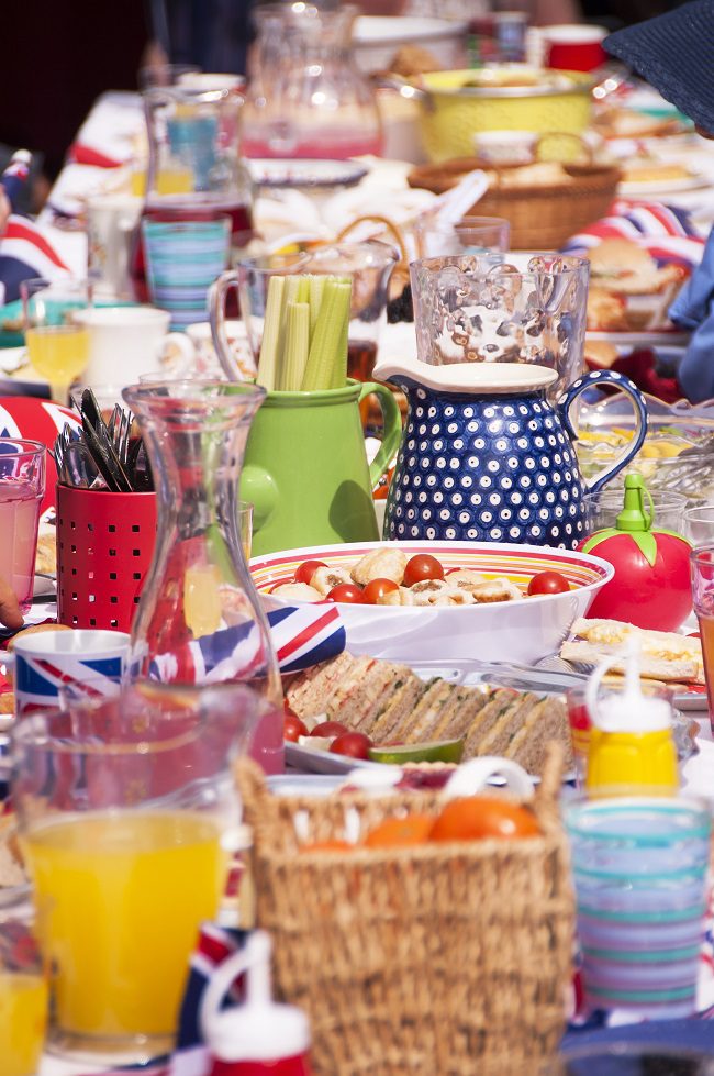 Street party table full of food