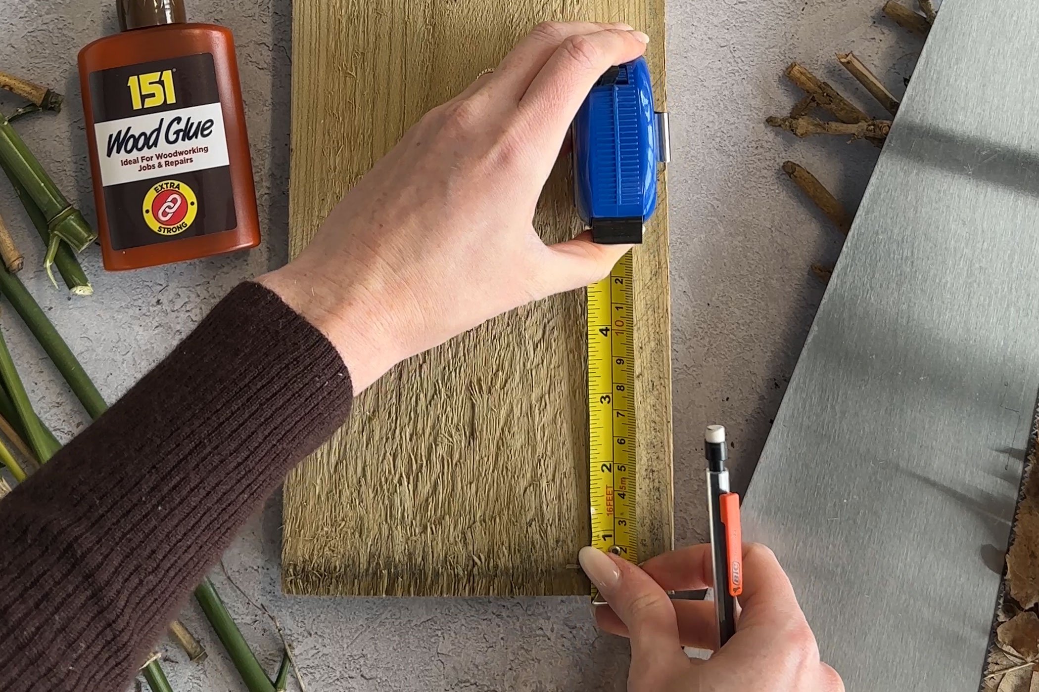 Step One - Cut your wood or gravel board into five equal pieces